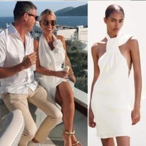 NWOT Zara Size XS Oyster White Short Satin Effect Dress Blogger Fav